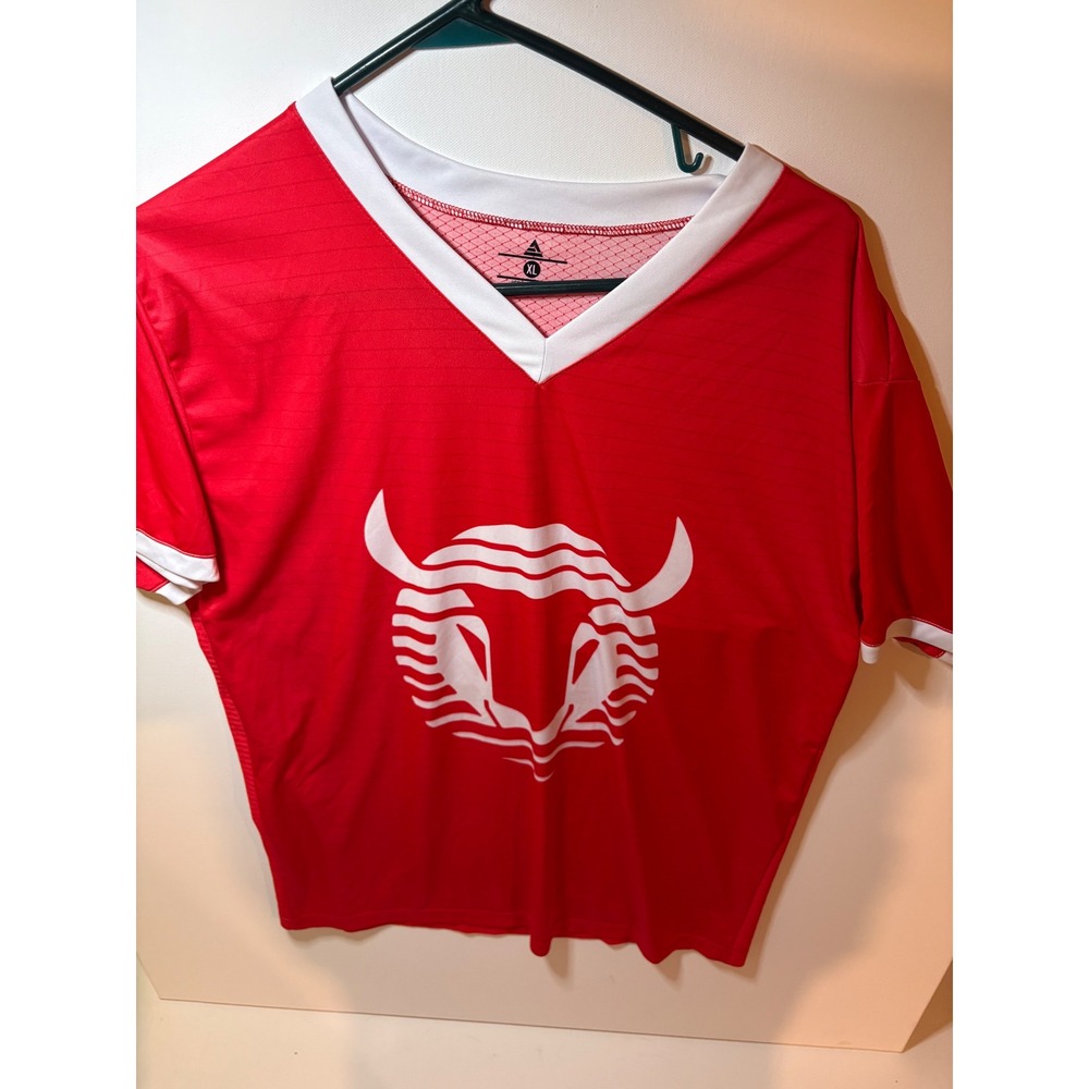 Majestic Athletic Toros Neza FC Soccer Jersey XL Red Bull Logo Made In Mexico